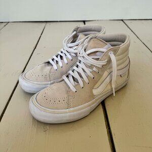 Vans — Unisex Sk8-Hi Pro Sneakers — Size W 8 / M 6.5 — White/Beige